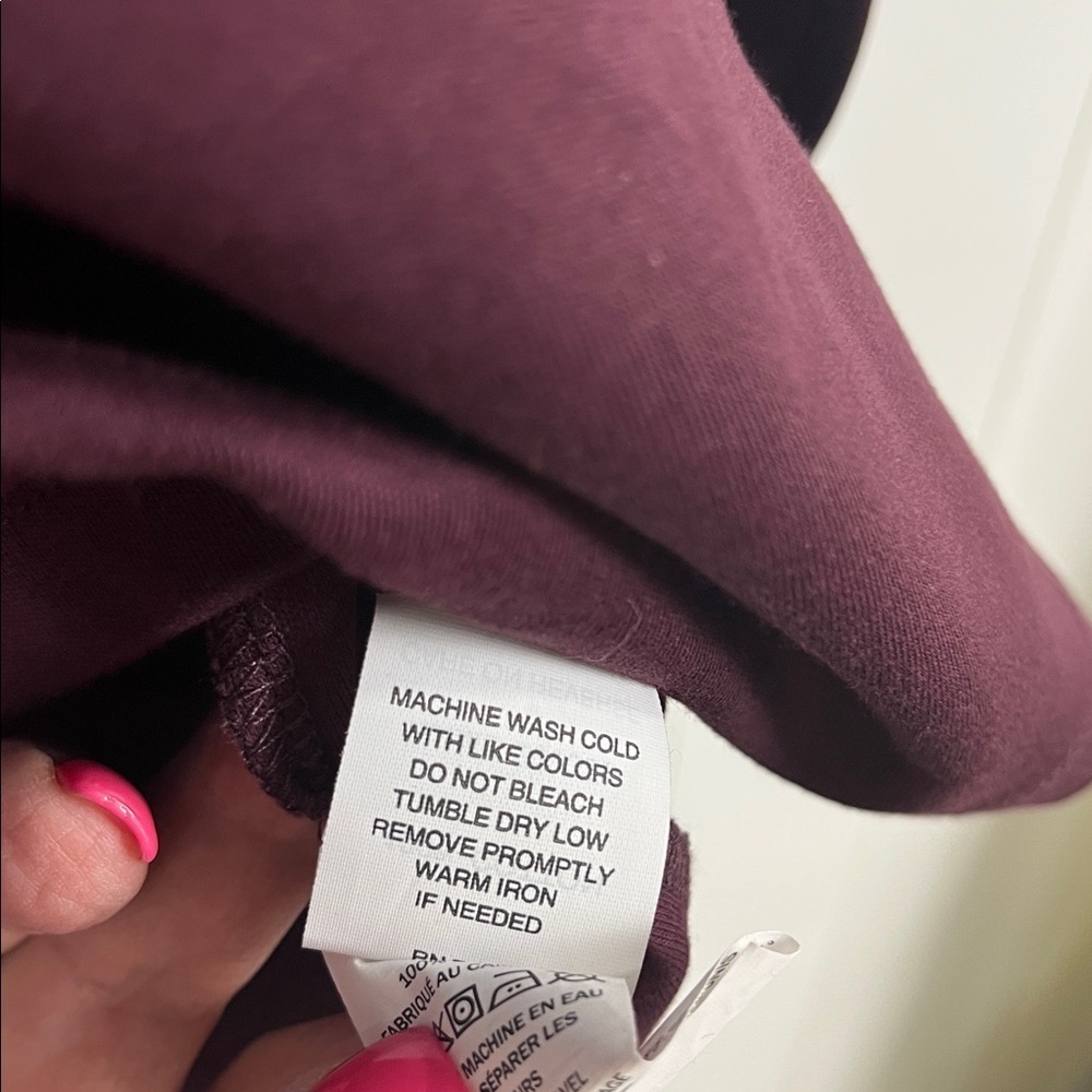 L.L. Bean Women's Pullover Top 2X Plus Burgundy Shawl Collar 100% Cotton NWOT - Picture 7 of 12